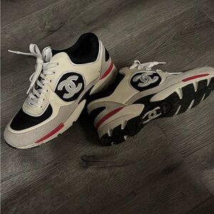 CHANEL Women’s Cream and Black Sneakers